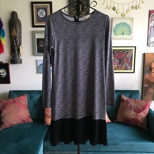 MICHAEL Michael Kors size S Black & White Houndstooth Pleated Accent Sheath Dres